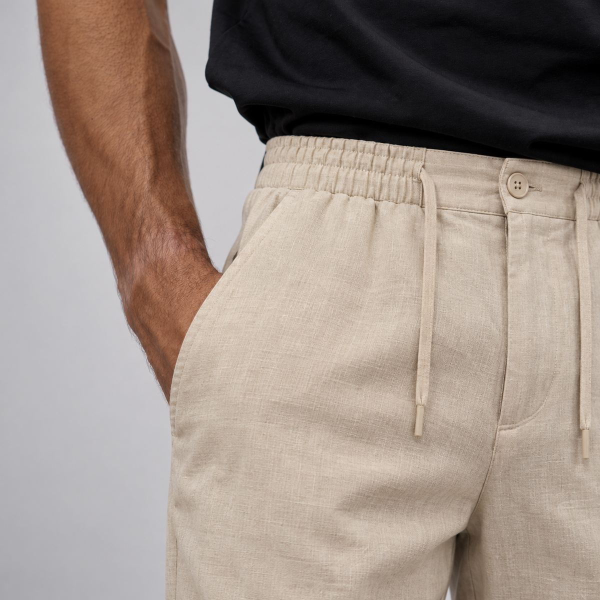 Bej · Formmen Düz Paça Pantolon — cep yakın planı