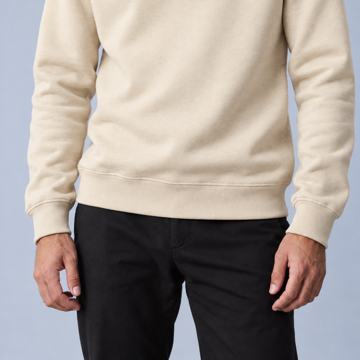 Krem · Formmen Sweatshirt — etek ribanası detayı